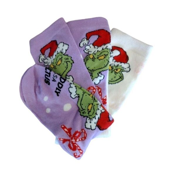 Dr Seuss's The Grinch 3 Pairs Christmas Themed Crew Socks NWT - Picture 8 of 9